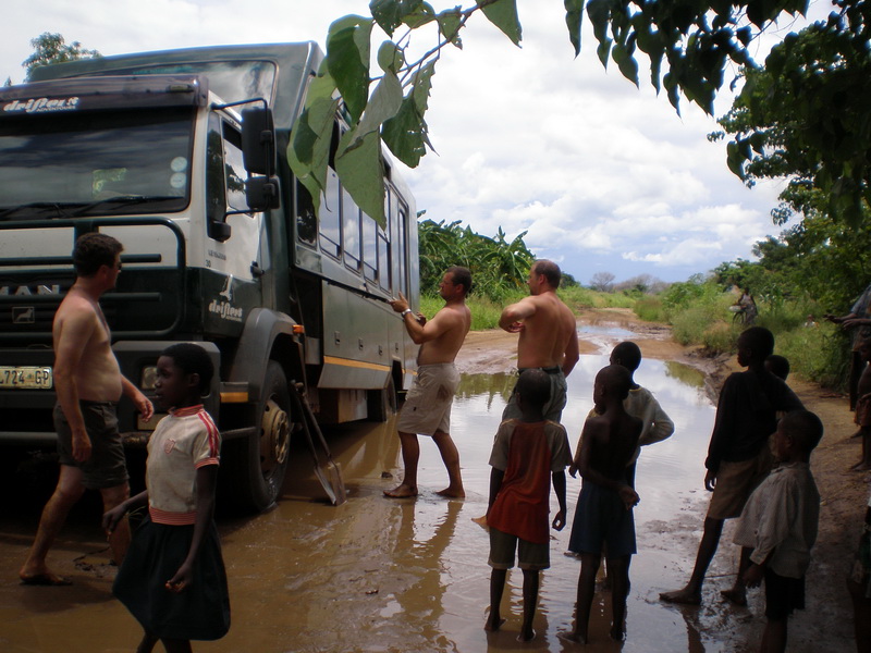 Stuck in the mud on the way to South Luangwa National Park